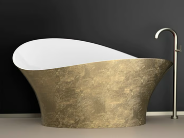 FLOWER STYLE GOLD - Freestanding gold leaf bathtub by Glass Design - view 2